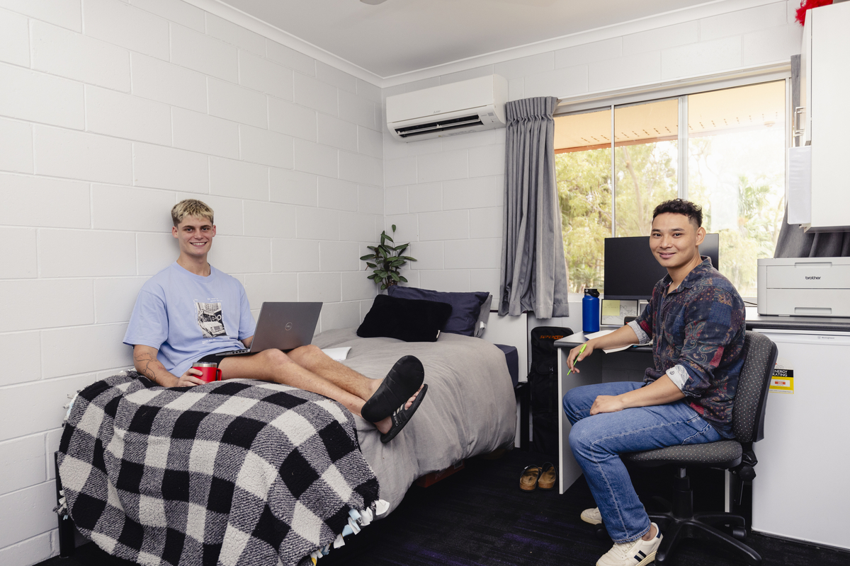 Two male students at the Rockhampton Student Residences